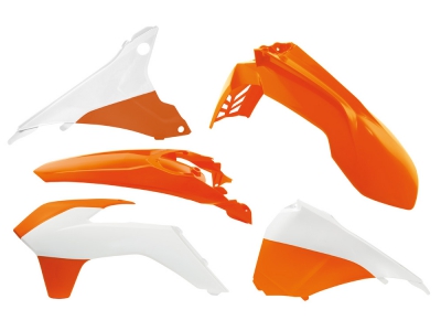 Rtech Plastikkit für KTM EXC 14-16  OEM 2015-16 + Airboxabdeckung  Orange/Weiß