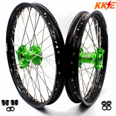 KKE wheel set for Kawasaki KX 450 19-, 250 21- 21x1.60/19x2.15 green