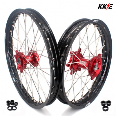 KKE wheel set for Honda CR 125/250 02-07, CRF 450 02-12, 250 04-13 21x1.60/19x2.15 red