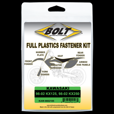 BOLT Schraubenkit für Plastikteile Kawasaki 98-02 KX 125, 98-02 KX 250